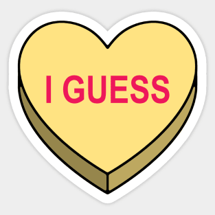 Valentines Candy Heart Yellow I Guess Sticker